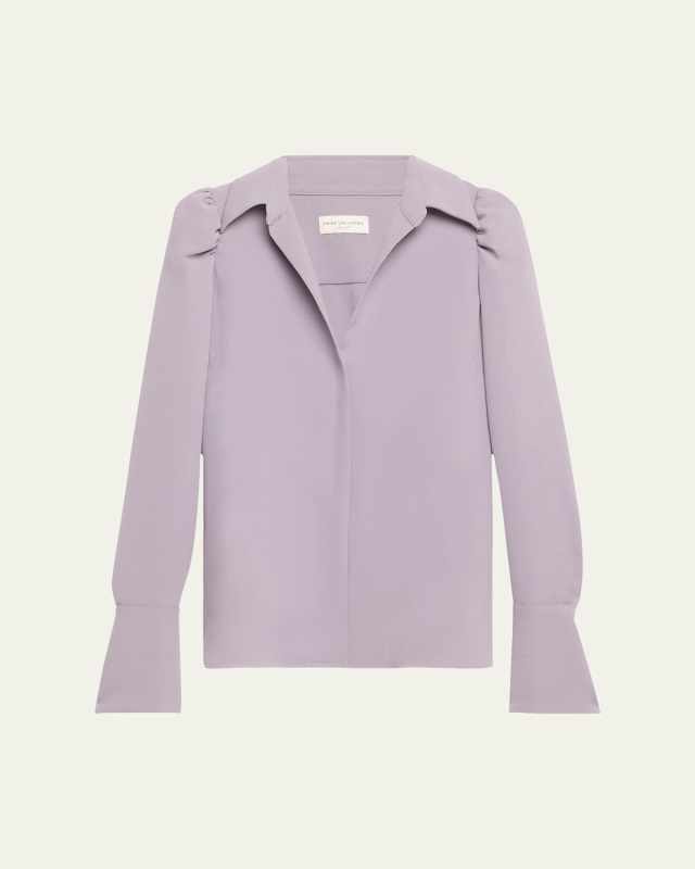 Celindra Crepe Puff-Sleeve Shirt
